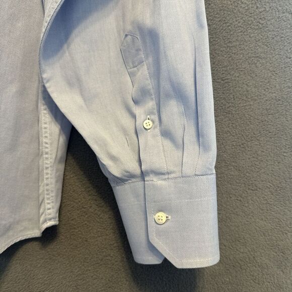 Canali Dress Shirt Long Sleeve Button Up Cotton Made In Italy Mens 43-17 Blue - Picture 6 of 11